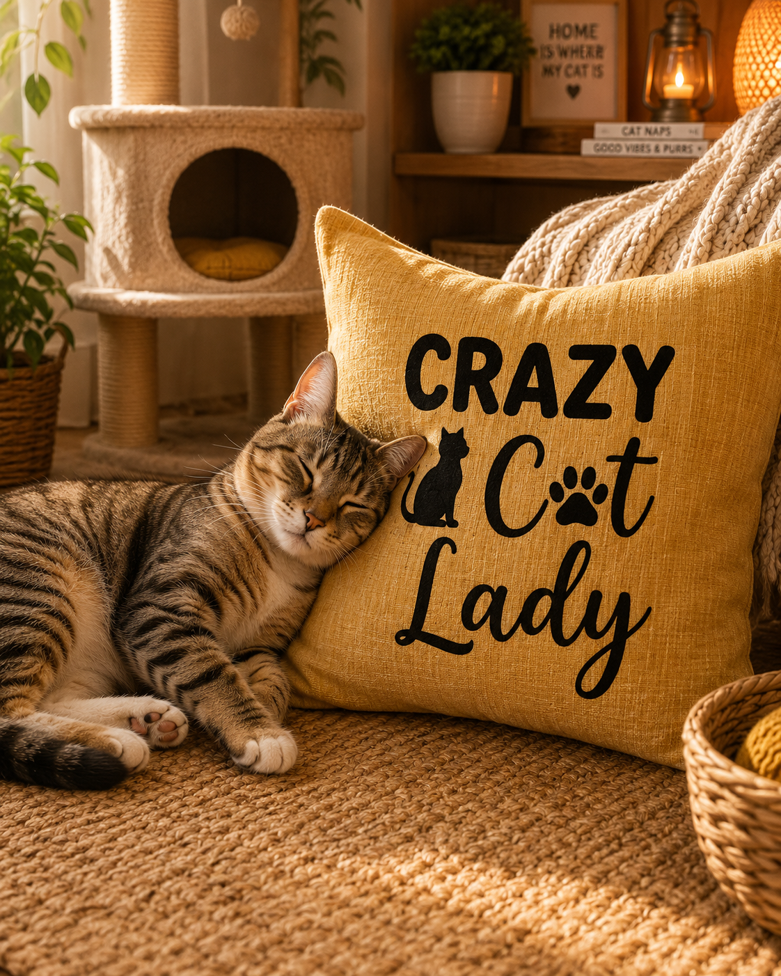 Crazy Cat Lady Quote Cushion Cover