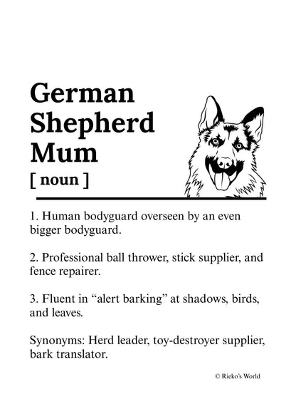 Dog Mum Definition™ Breed Print - A4 Wall Art Gift for Dog Mums Australia
