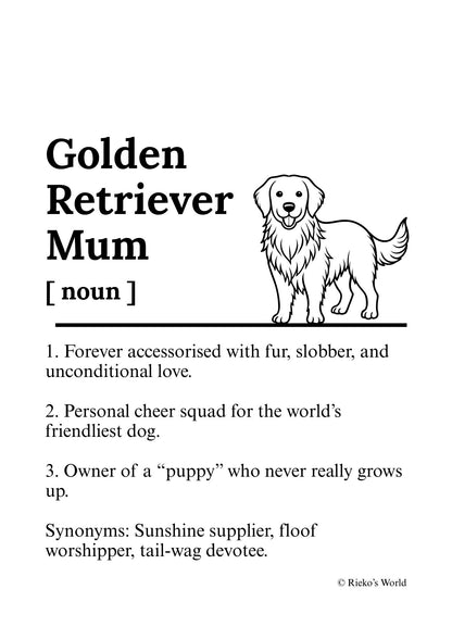 Dog Mum Definition™ Breed Print - A4 Wall Art Gift for Dog Mums Australia