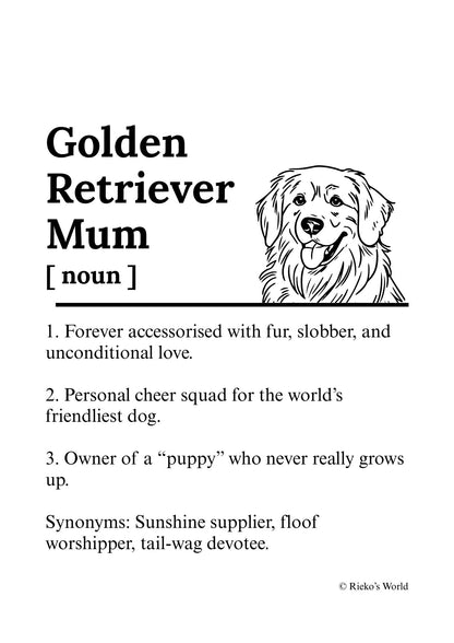 Dog Mum Definition™ Breed Print - A4 Wall Art Gift for Dog Mums Australia