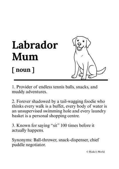 Dog Mum Definition™ Breed Print - A4 Wall Art Gift for Dog Mums Australia