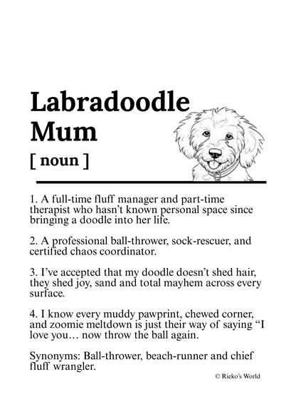 Dog Mum Definition™ Breed Print - A4 Wall Art Gift for Dog Mums Australia