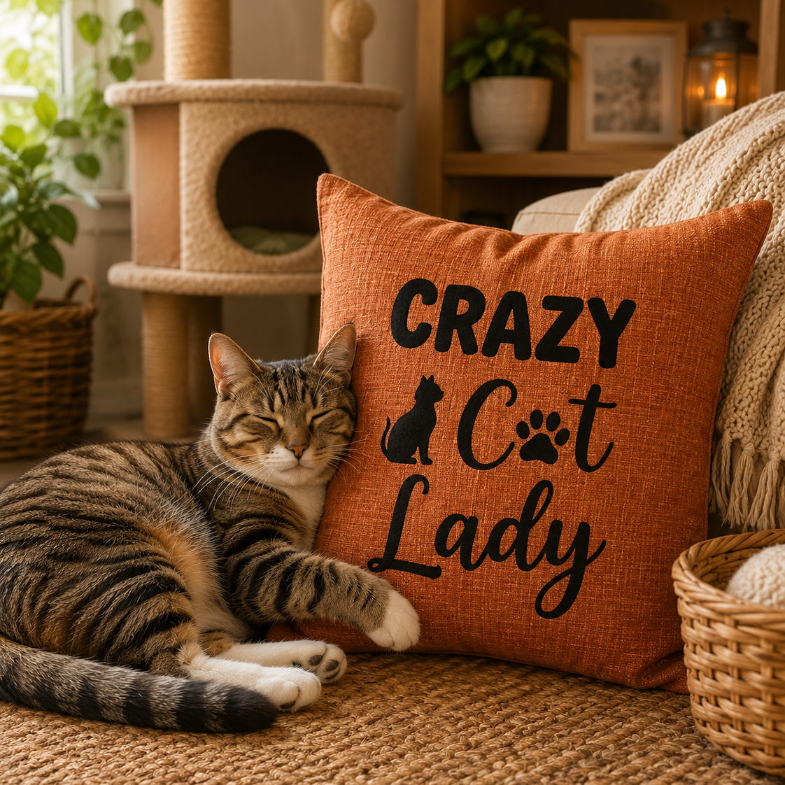 Crazy Cat Lady Quote Cushion Cover