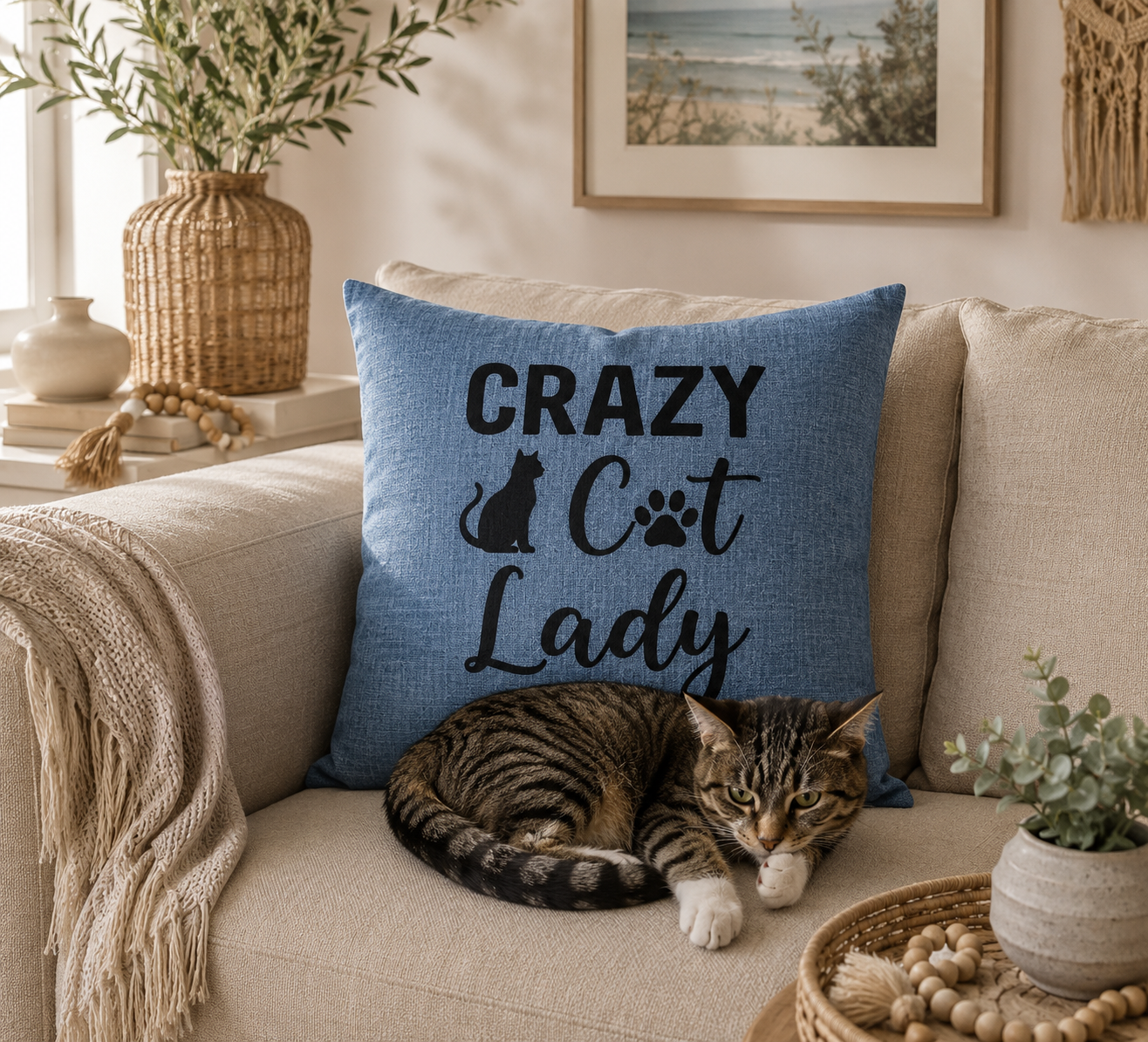 Crazy Cat Lady Quote Cushion Cover
