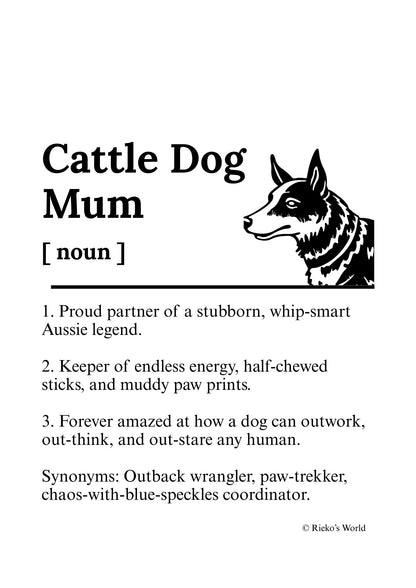 Dog Mum Definition™ Breed Print - A4 Wall Art Gift for Dog Mums Australia