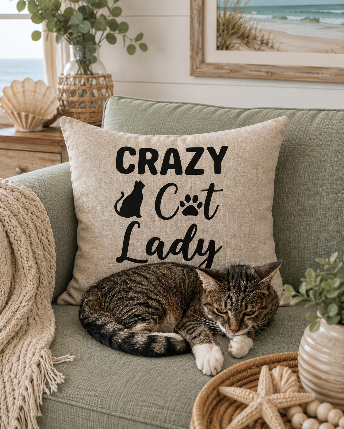 Crazy Cat Lady Quote Cushion Cover