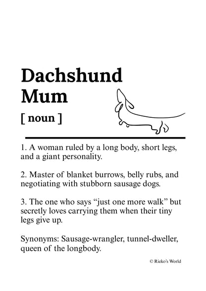 Dog Mum Definition™ Breed Print - A4 Wall Art Gift for Dog Mums Australia