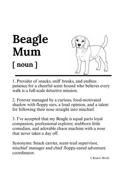 Dog Mum Definition™ Breed Print - A4 Wall Art Gift for Dog Mums Australia