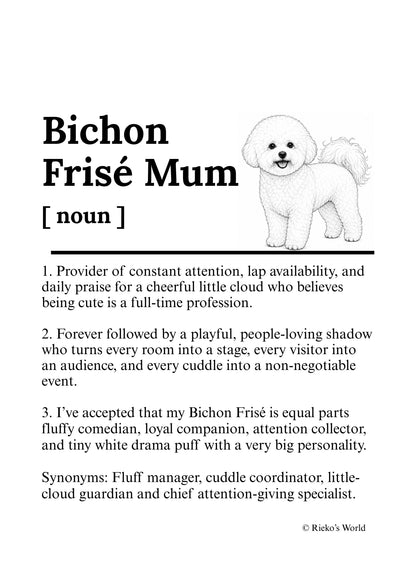 Dog Mum Definition™ Breed Print - A4 Wall Art Gift for Dog Mums Australia