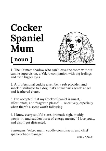 Dog Mum Definition™ Breed Print - A4 Wall Art Gift for Dog Mums Australia