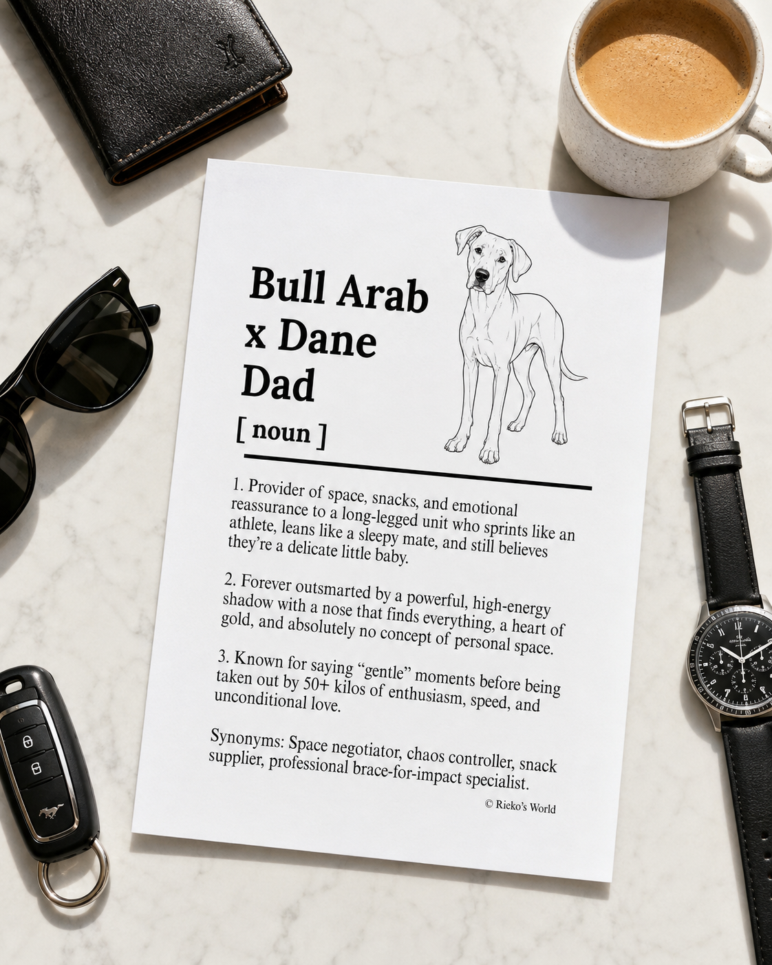 Bull Arab x Dane Dog Dad Dog Mum Definition print, digital download wall art for dog mums and dog dads Australia | Rieko's World