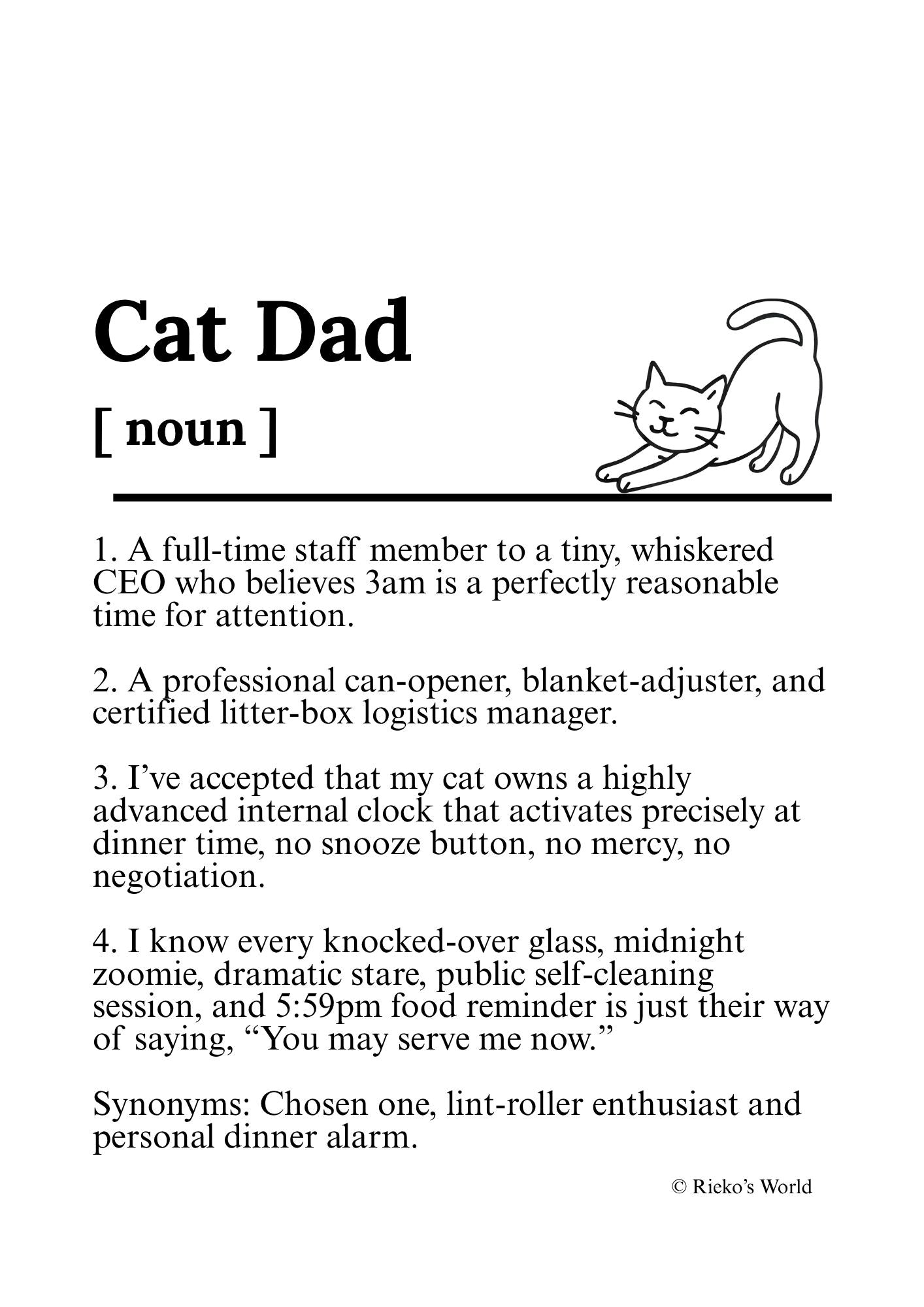 Cat Dad Dog Dad Dog Mum Definition print, digital download wall art for dog mums and dog dads Australia | Rieko's World