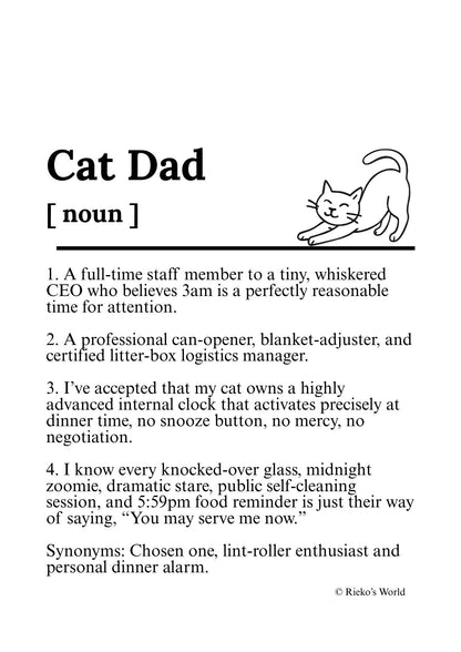 Cat Dad Dog Dad Dog Mum Definition print, digital download wall art for dog mums and dog dads Australia | Rieko's World