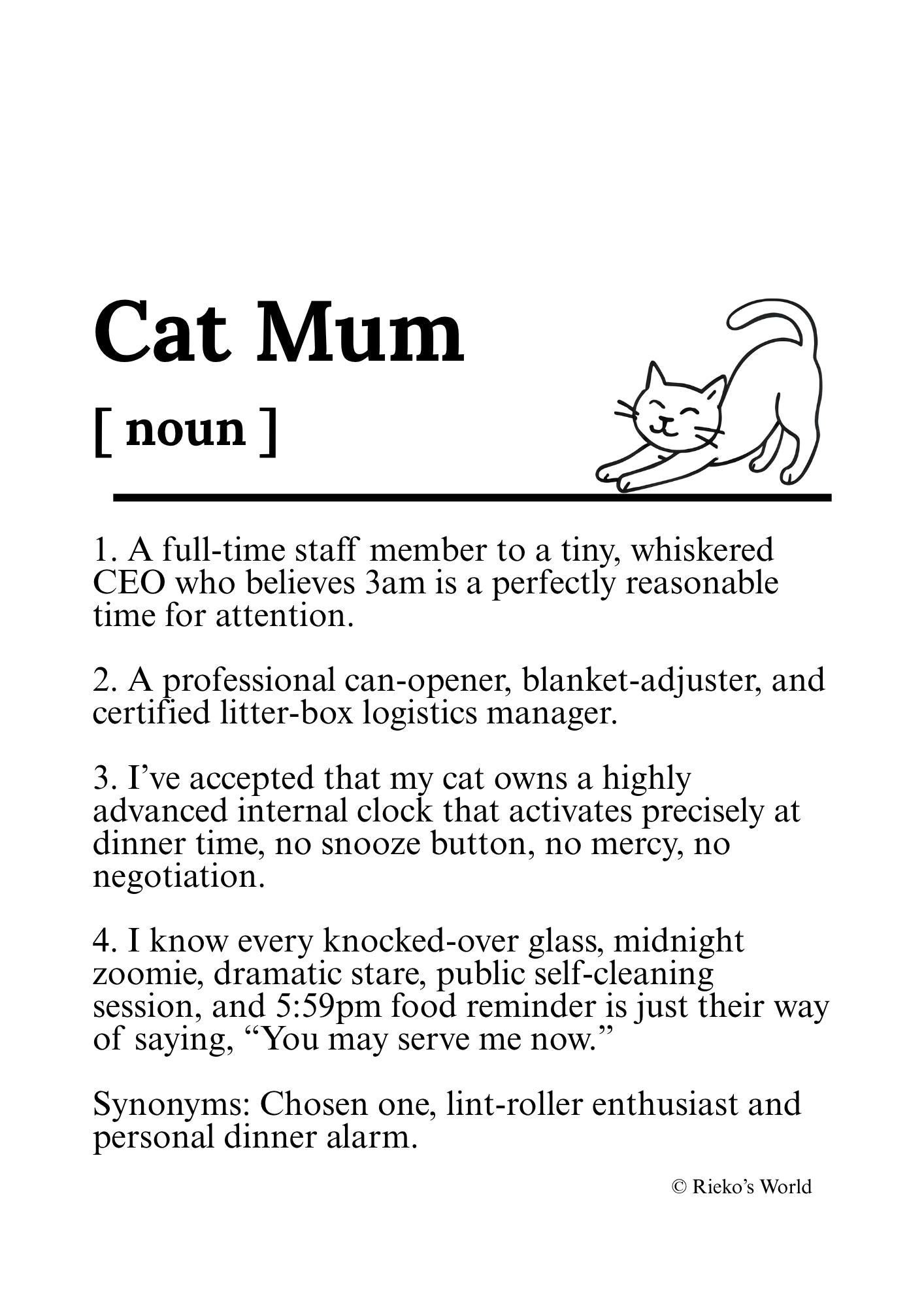 Cat Mum wall art print for cat lovers and cat mums