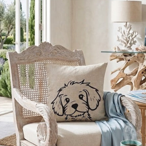 Cavoodle Oodles Cushion – Permanent Shadow - Double Sided Design
