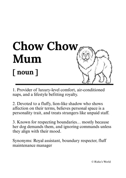 Dog Mum Definition™ Breed Print - A4 Wall Art Gift for Dog Mums Australia