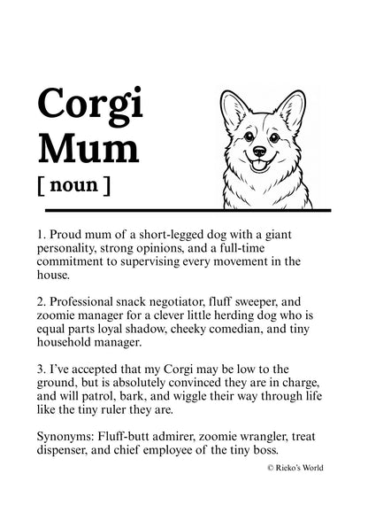 Dog Mum Definition™ Breed Print - A4 Wall Art Gift for Dog Mums Australia