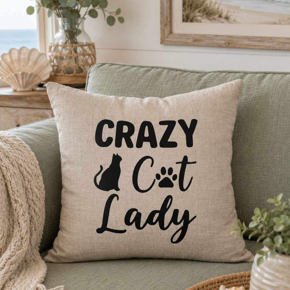 Crazy Cat Lady Quote Cushion Cover