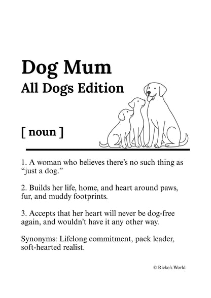 Dog Mum Definition™ Breed Print - A4 Wall Art Gift for Dog Mums Australia