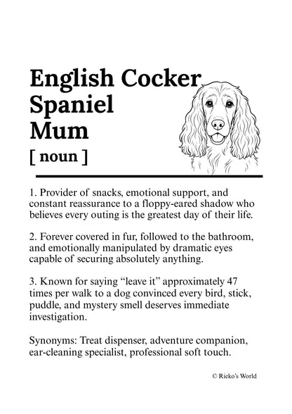 Dog Mum Definition™ Breed Print - A4 Wall Art Gift for Dog Mums Australia