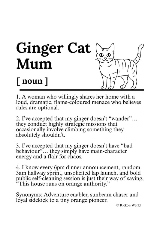 Ginger Cat wall art print featuring an  tabby cat outline