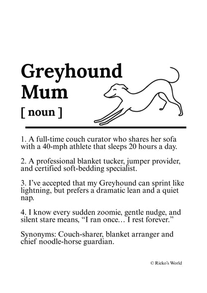 Dog Mum Definition™ Breed Print - A4 Wall Art Gift for Dog Mums Australia