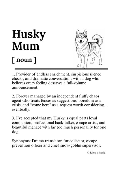 Dog Mum Definition™ Breed Print - A4 Wall Art Gift for Dog Mums Australia