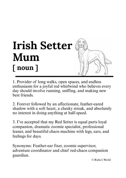 Dog Mum Definition™ Breed Print - A4 Wall Art Gift for Dog Mums Australia