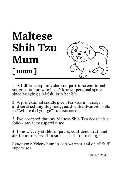 Dog Mum Definition™ Breed Print - A4 Wall Art Gift for Dog Mums Australia