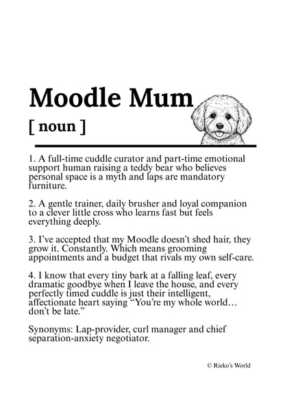 Dog Mum Definition™ Breed Print - A4 Wall Art Gift for Dog Mums Australia