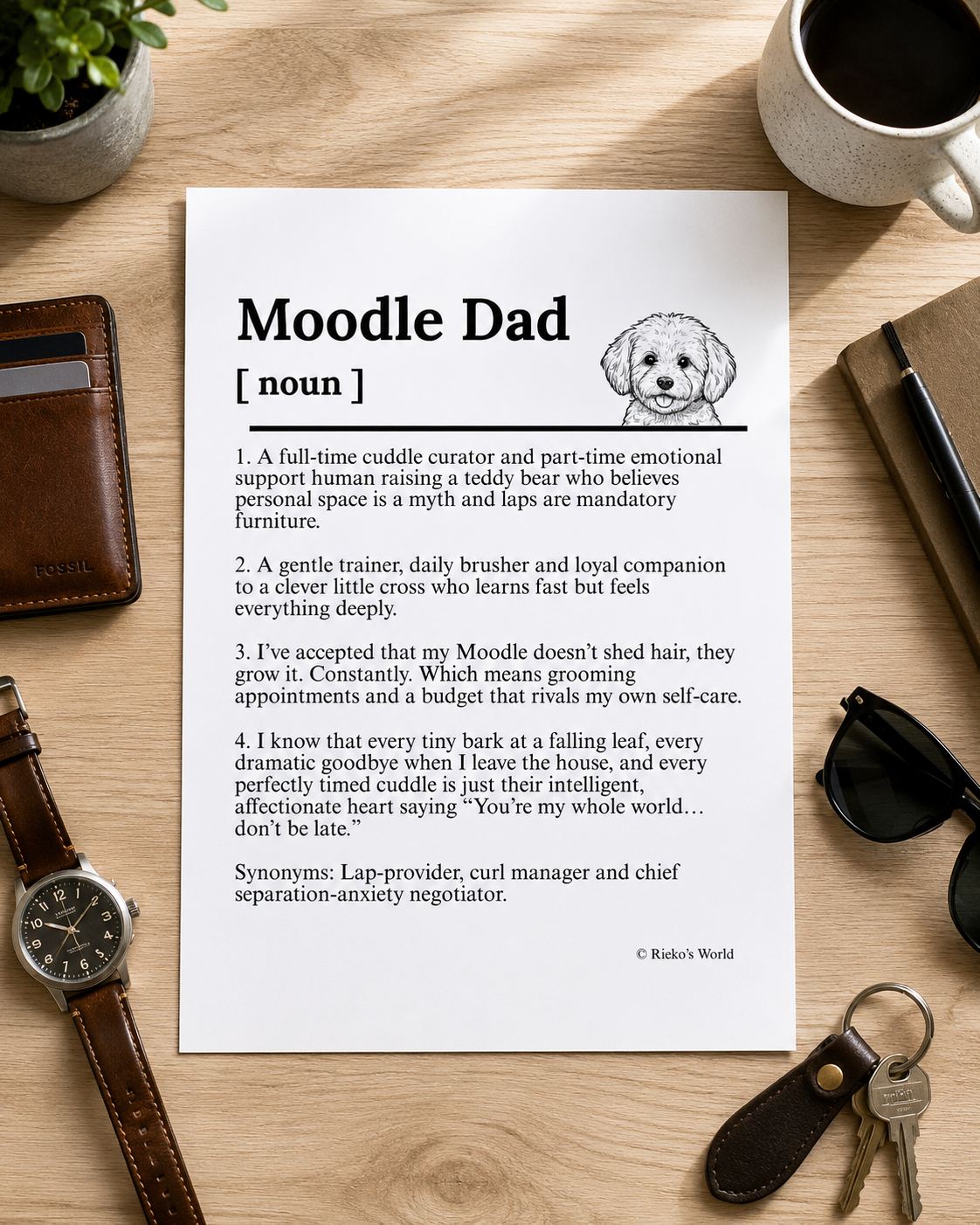 Moodle Dog Dad Dog Mum Definition print, digital download wall art for dog mums and dog dads Australia | Rieko's World