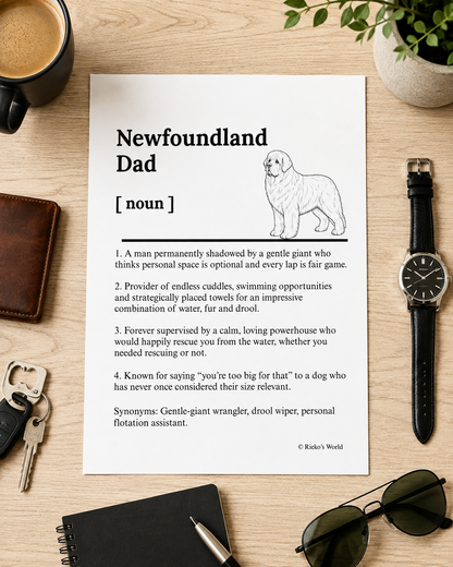 Newfoundland Full body Dog Dad Dog Mum Definition print, digital download wall art for dog mums and dog dads Australia | Rieko's World