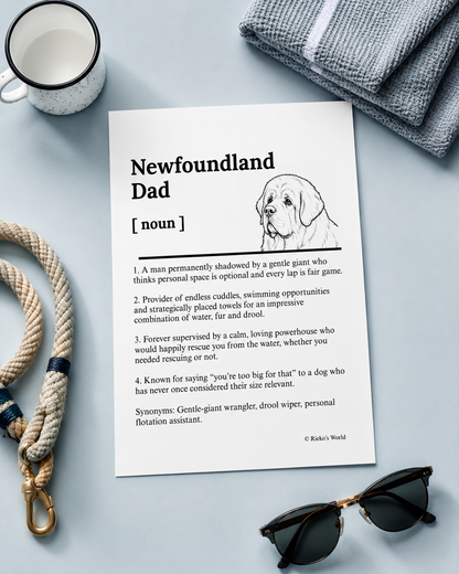 Newfoundland Head Dog Dad Dog Mum Definition print, digital download wall art for dog mums and dog dads Australia | Rieko's World