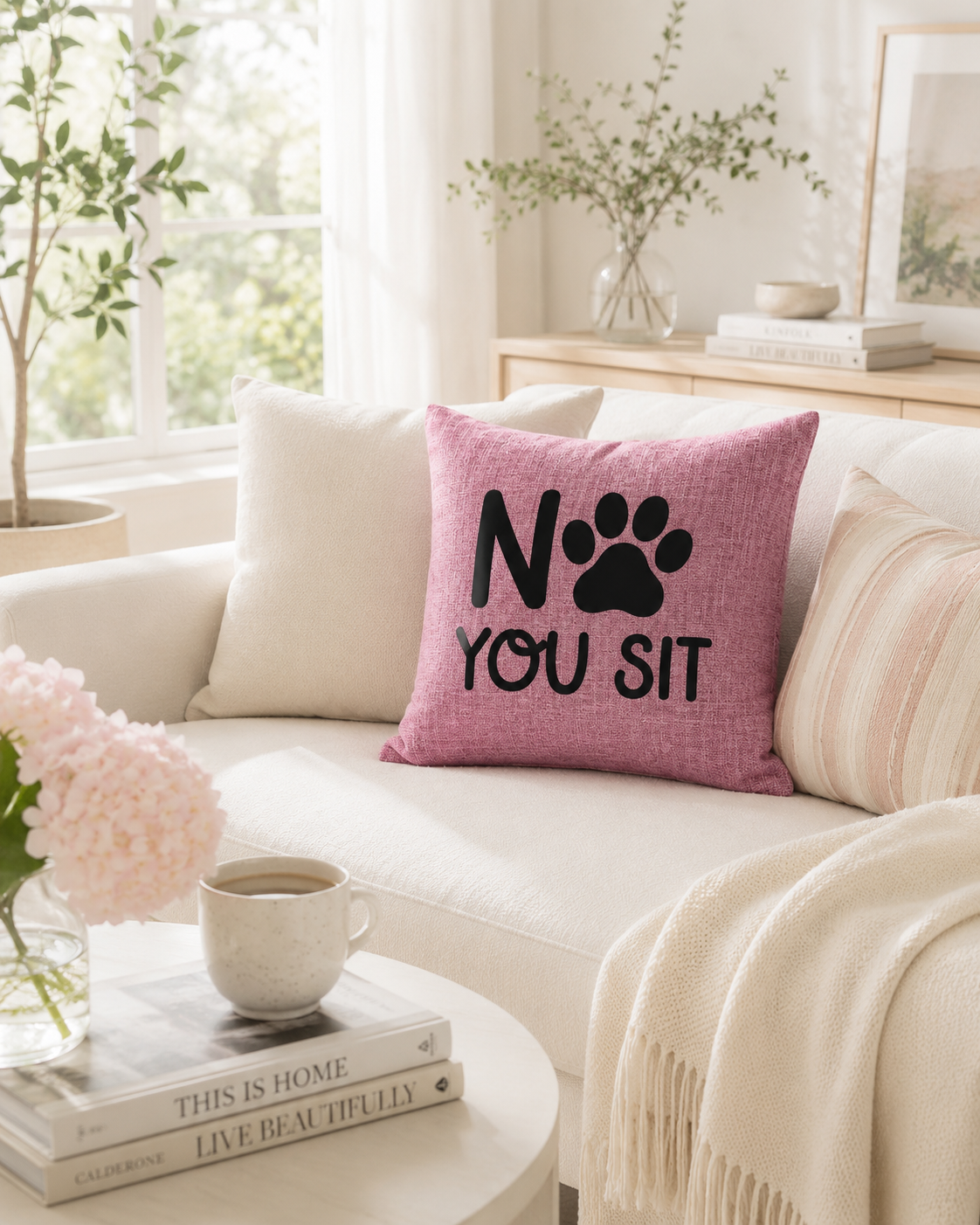 No You Sit Quote Cushion Cover