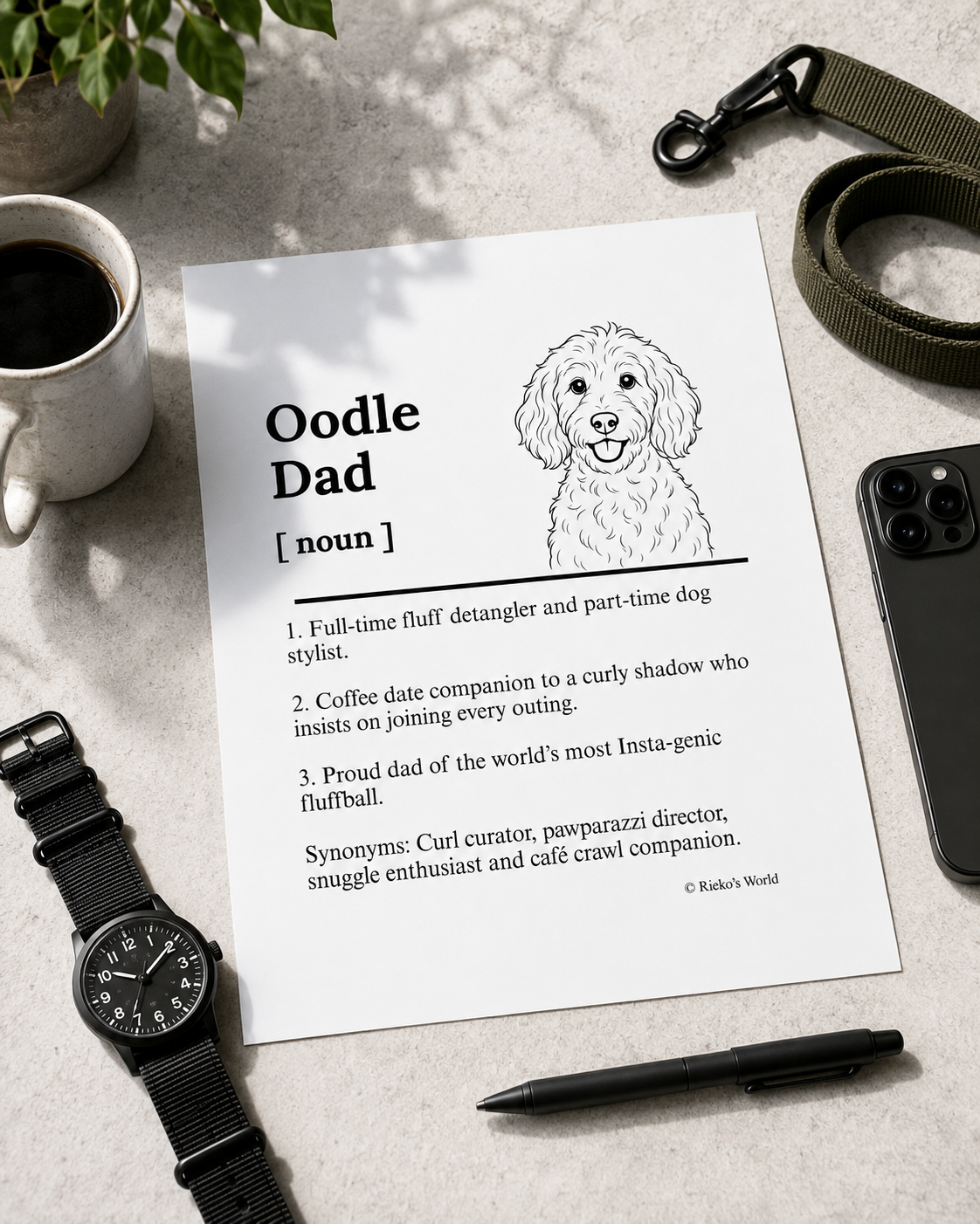 Oodle Dog Dad Dog Mum Definition print, digital download wall art for dog mums and dog dads Australia | Rieko's World
