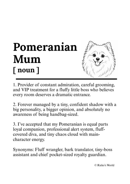 Dog Mum Definition™ Breed Print - A4 Wall Art Gift for Dog Mums Australia