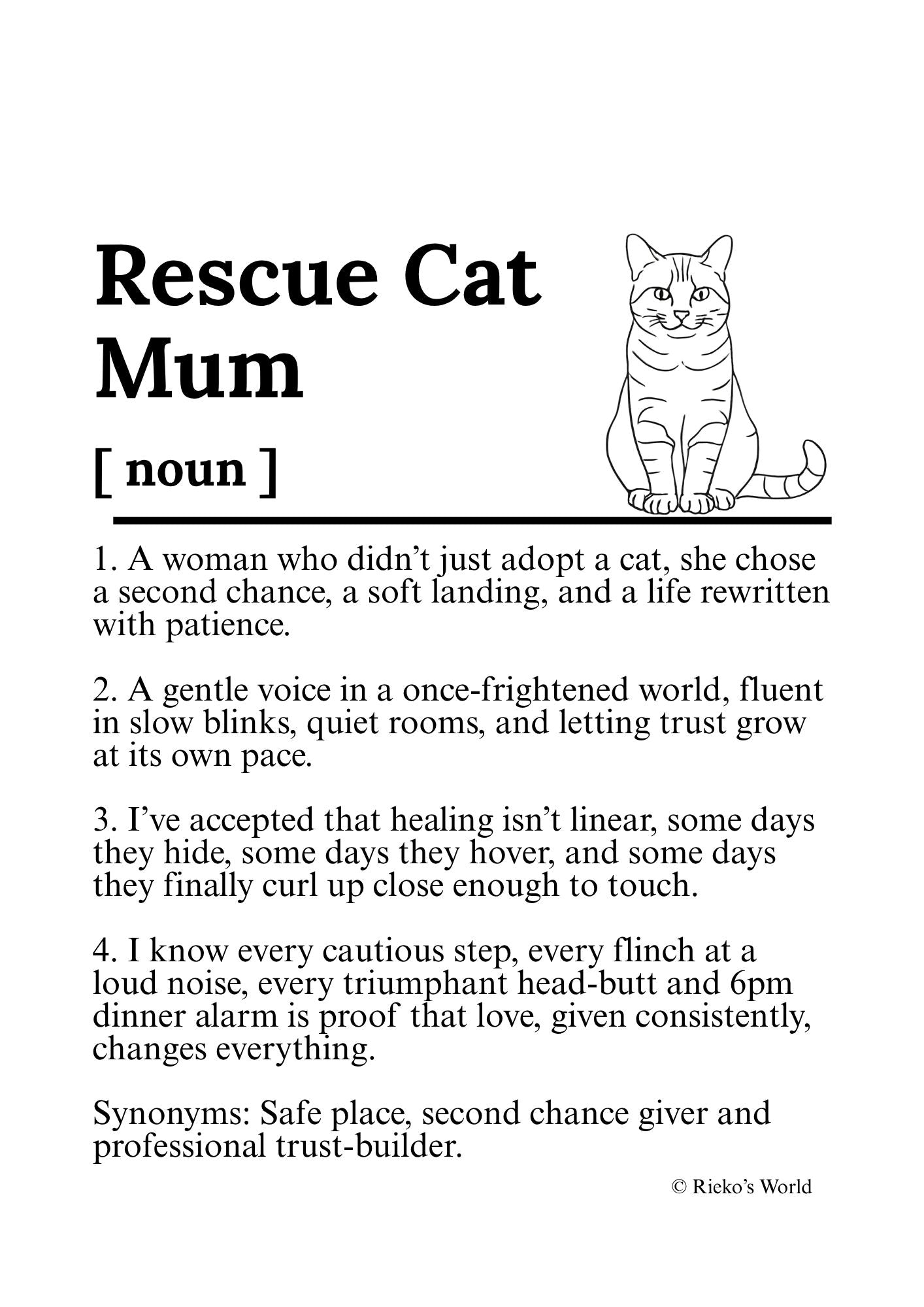 Rescue Cat wall art print for rescue cat mums and cat lovers