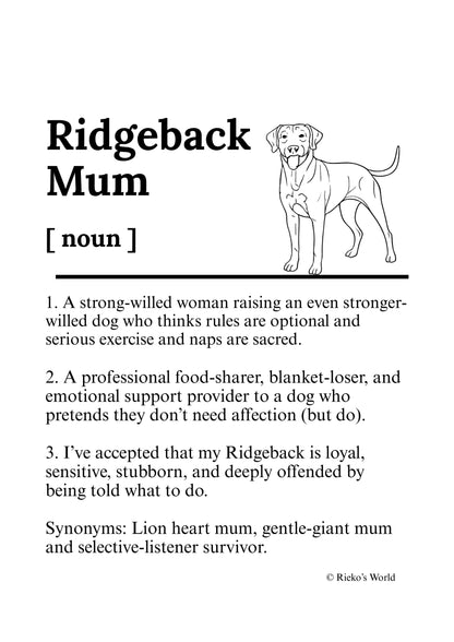 Dog Mum Definition™ Breed Print - A4 Wall Art Gift for Dog Mums Australia