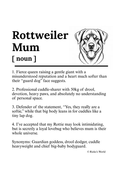 Dog Mum Definition™ Breed Print - A4 Wall Art Gift for Dog Mums Australia