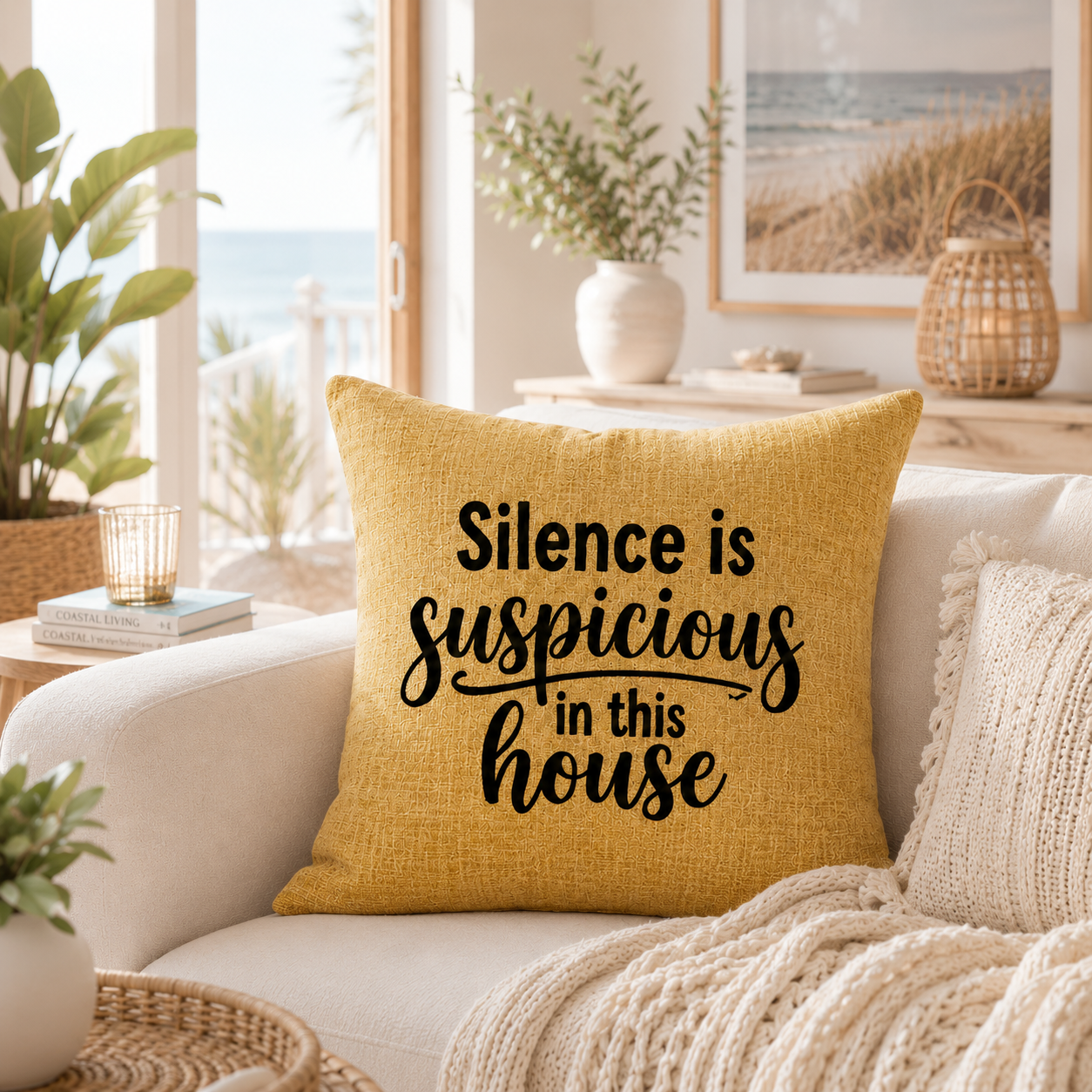 Silence is Suspicious in this House Cushion