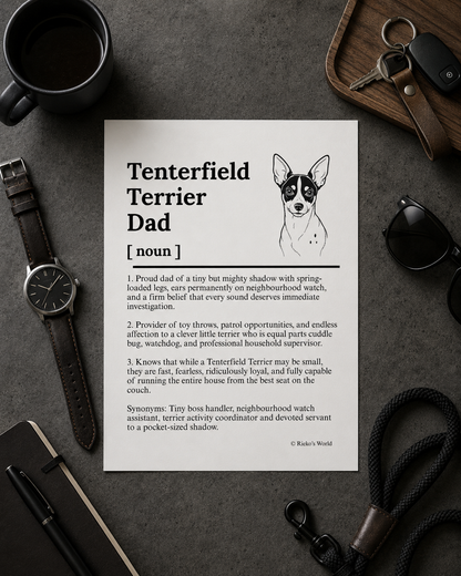Tenterfield Terrier Dog Dad Dog Mum Definition print, digital download wall art for dog mums and dog dads Australia | Rieko's World