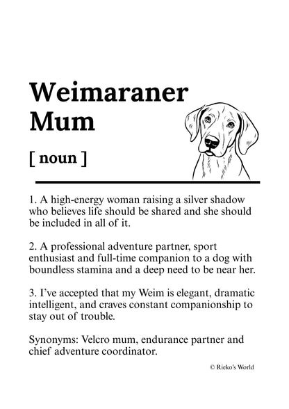 Dog Mum Definition™ Breed Print - A4 Wall Art Gift for Dog Mums Australia