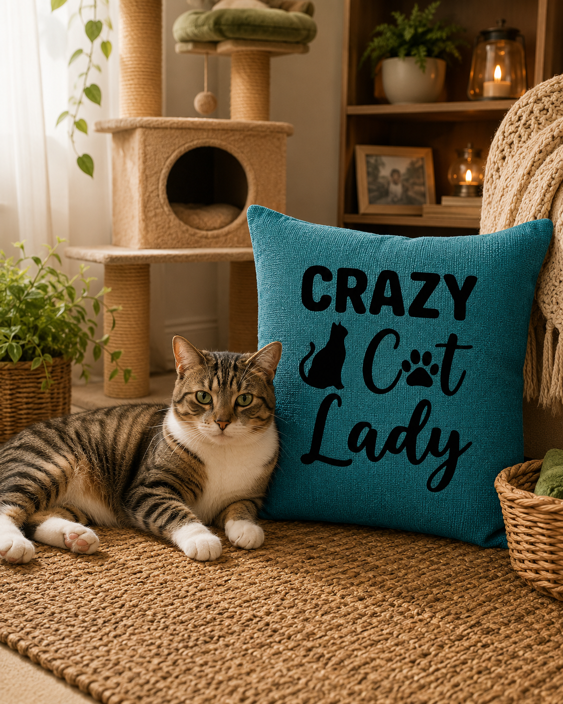 Crazy Cat Lady Quote Cushion Cover